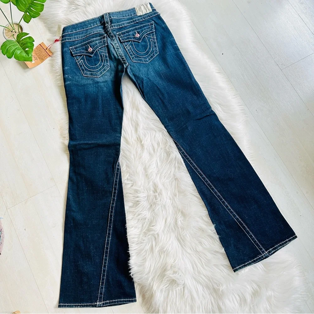 NWT True Religion Swarovski Crystals Flare Leg Jeans Made in USA, 29